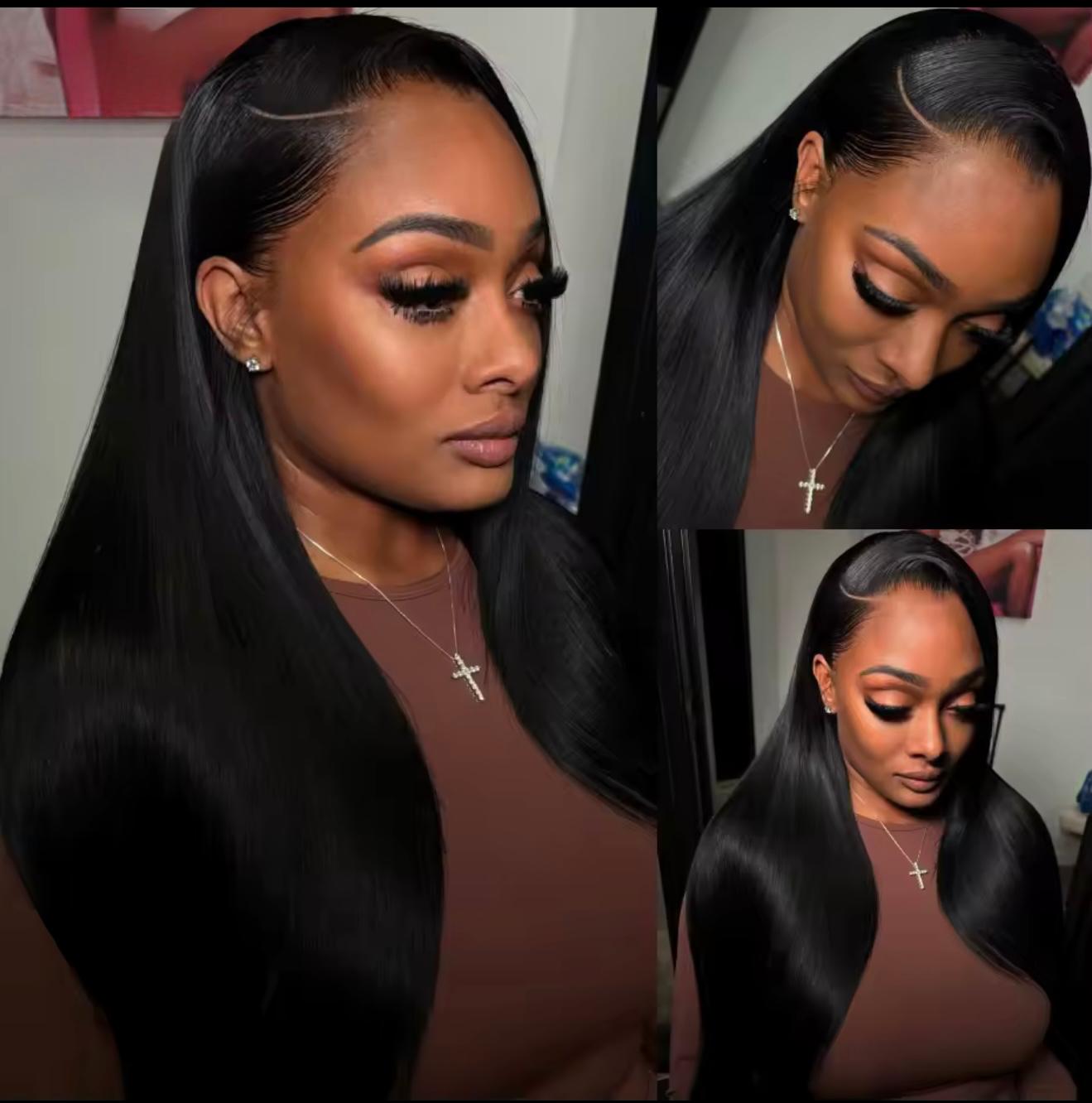 300 Density Lace Wig Human Hair Lace Frontal Wigs Natural Black Brazilian Bone Straight  13x6  Lace Front Human Hair Wig