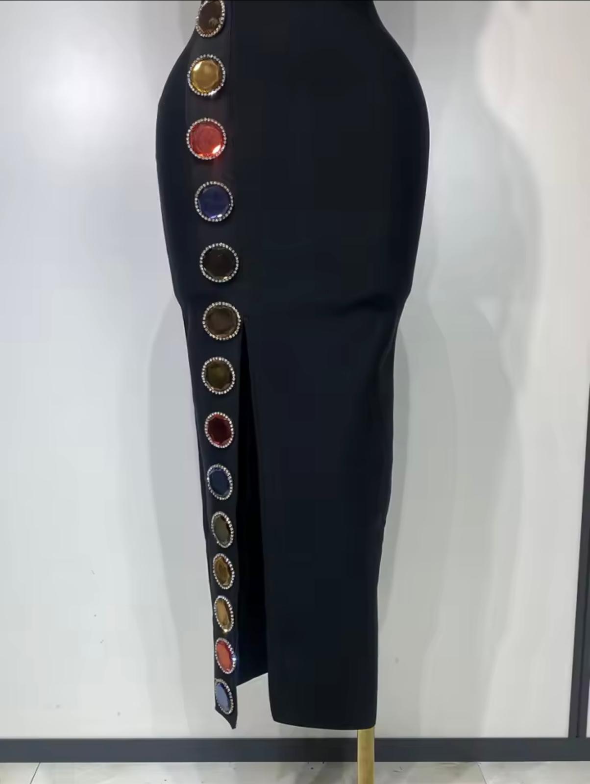 :Women Elegant Bandage Bodycon Dress Halter Rhinestons Elastic Dress Luxury Birthday Celebrity Evening Club Party Wedding Dress