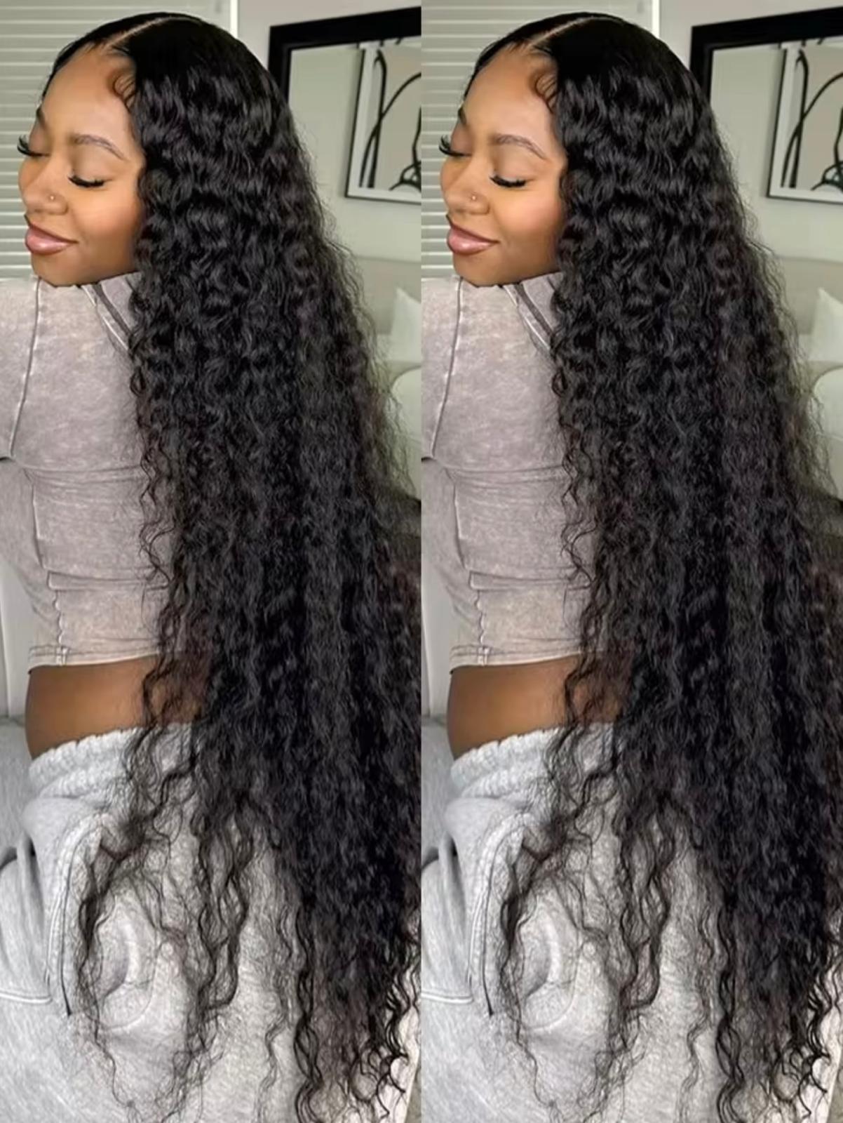 300 Density Water Wave Human Hair Wig 30 40inch Glueless Deep Wave 13x6 Hd Curly Lace Front Human Hair Wigs On Clearance Sale
