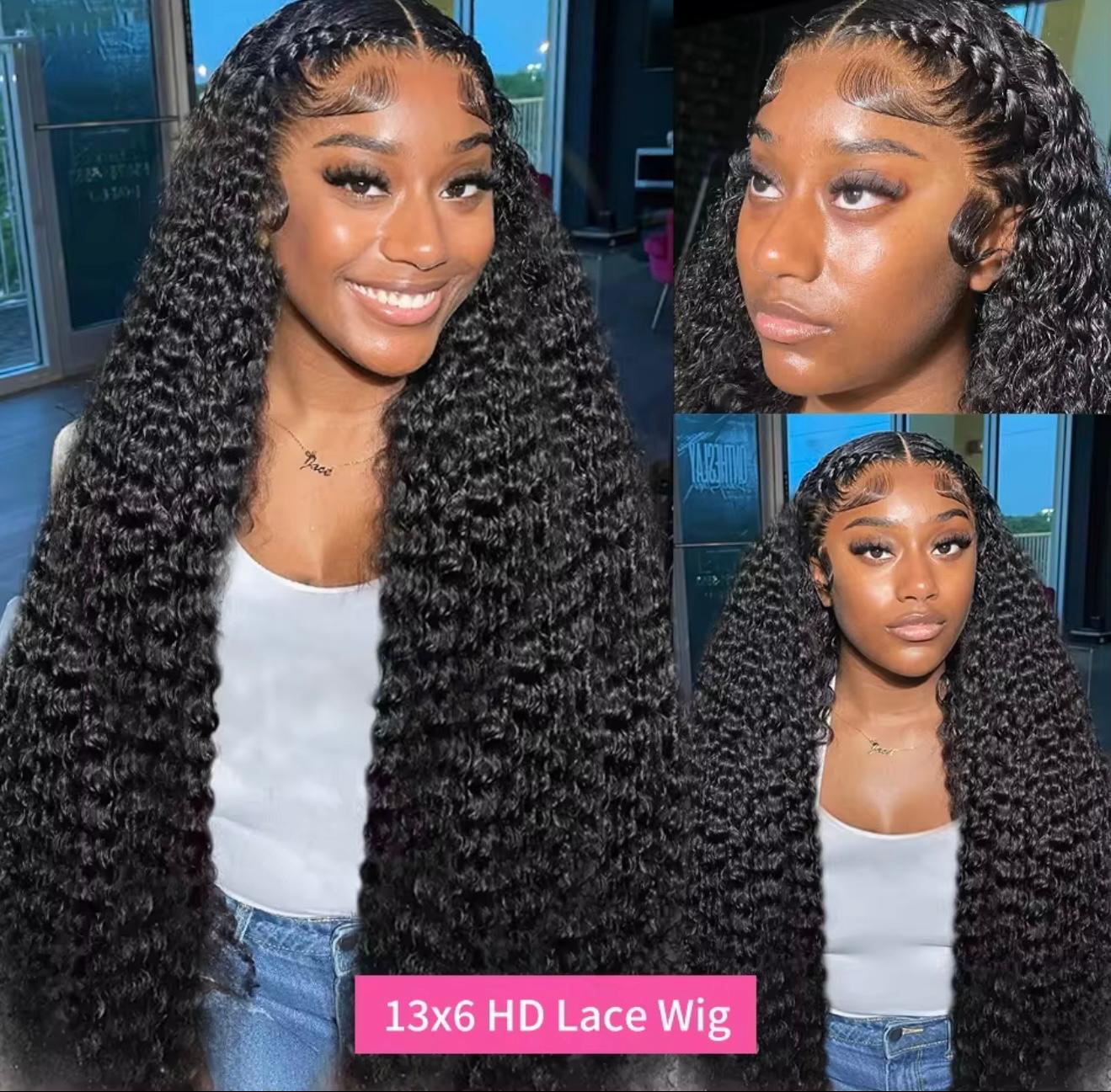 300 Density Water Wave Human Hair Wig 30 40inch Glueless Deep Wave 13x6 Hd Curly Lace Front Human Hair Wigs On Clearance Sale