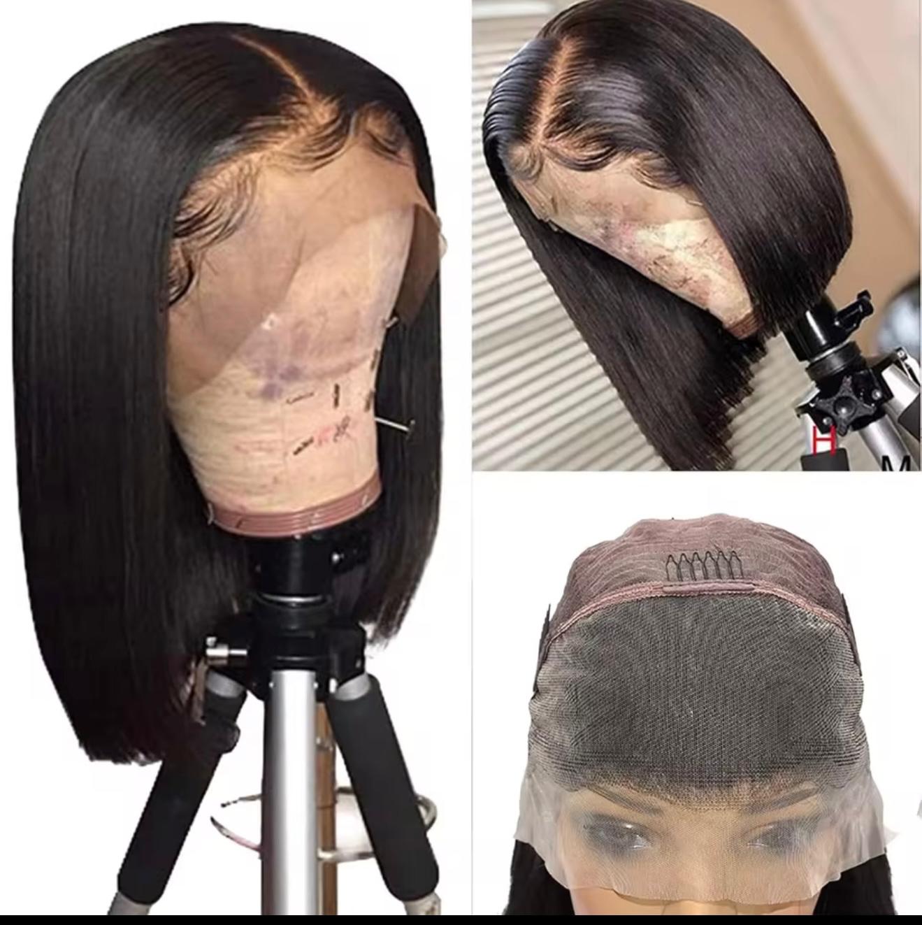 200% Density 13x4 Short Bob Wig Human Hair Vietnamese Bone Straight Bob Wig Preplucked Lace Front Wear And Go Glueless Wigs