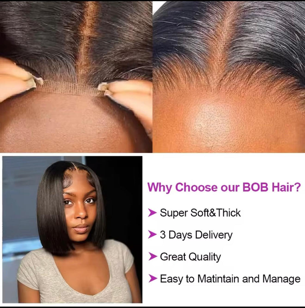 200% Density 13x4 Short Bob Wig Human Hair Vietnamese Bone Straight Bob Wig Preplucked Lace Front Wear And Go Glueless Wigs