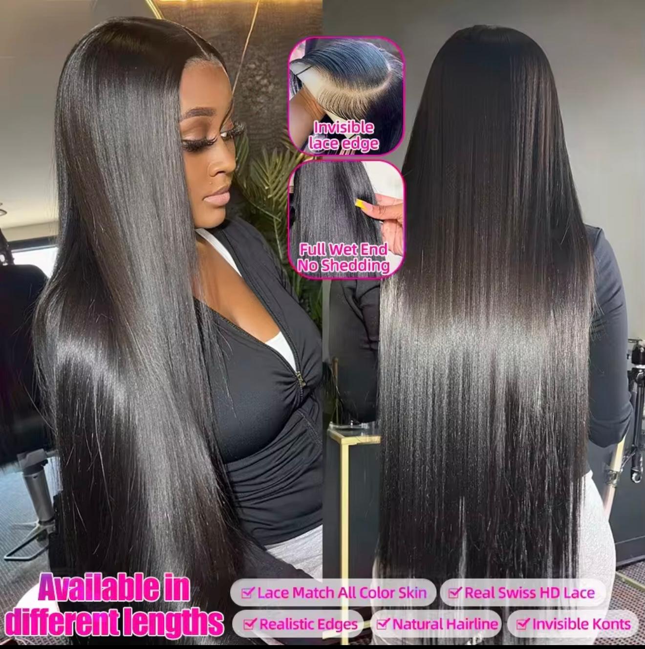 300% Density 4/27 Highlight Straight Wigs 100% Human Hair Brazilian Hair Weaves 13x6 HD Lace Front Human Hair Wig For Women