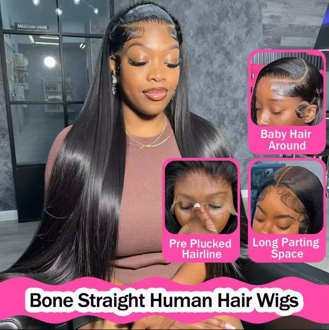 300% Density 4/27 Highlight Straight Wigs 100% Human Hair Brazilian Hair Weaves 13x6 HD Lace Front Human Hair Wig For Women