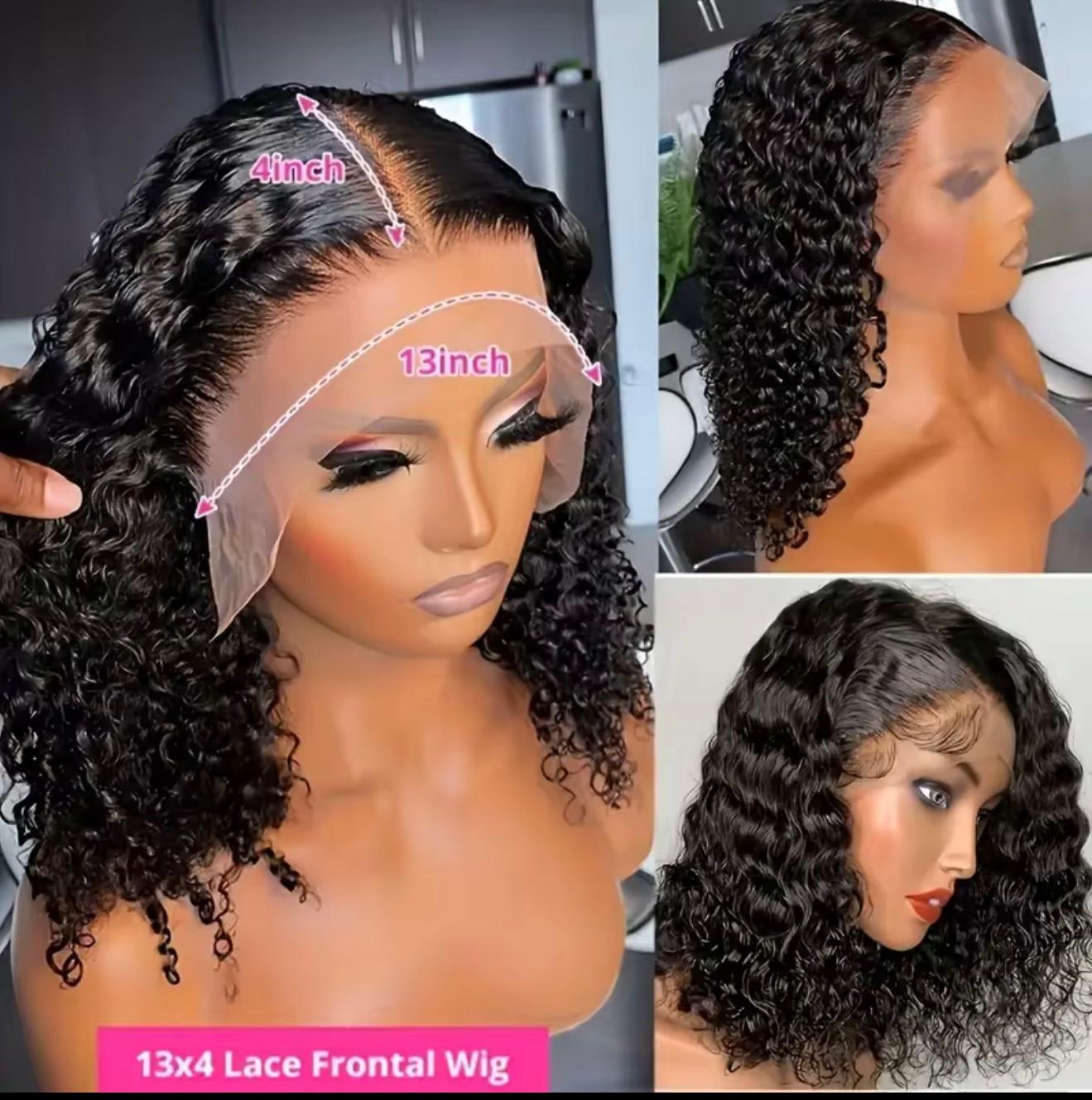 230% Deep Wave Curly Short Bob Wigs Brazilian Hair 13x4 Hd Transparent Lace Frontal Wig 4x4Lace Pre Plucked Curly Wig For Women